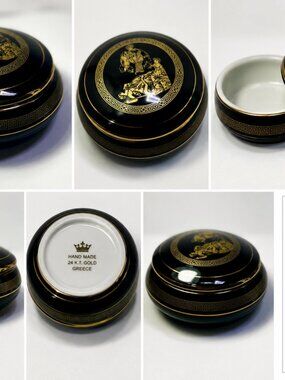 VDLC-01-Vintage Greek Style Black Gold Keepsake Trinket Box Decor